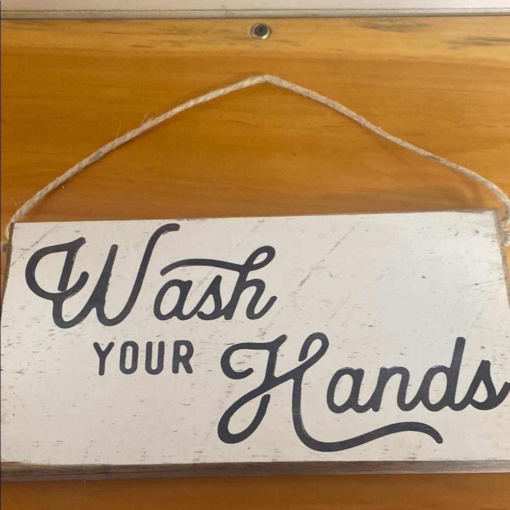 Rustic White Wash Your Hands Sign